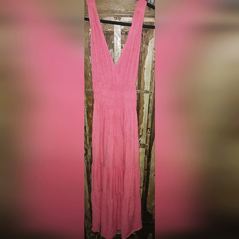 L miel coral maxi dress